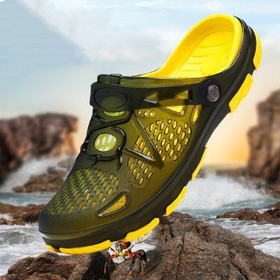 夏季洞洞鞋男士凉鞋防滑沙滩鞋休闲时尚半拖鞋透气包头鞋凉拖男