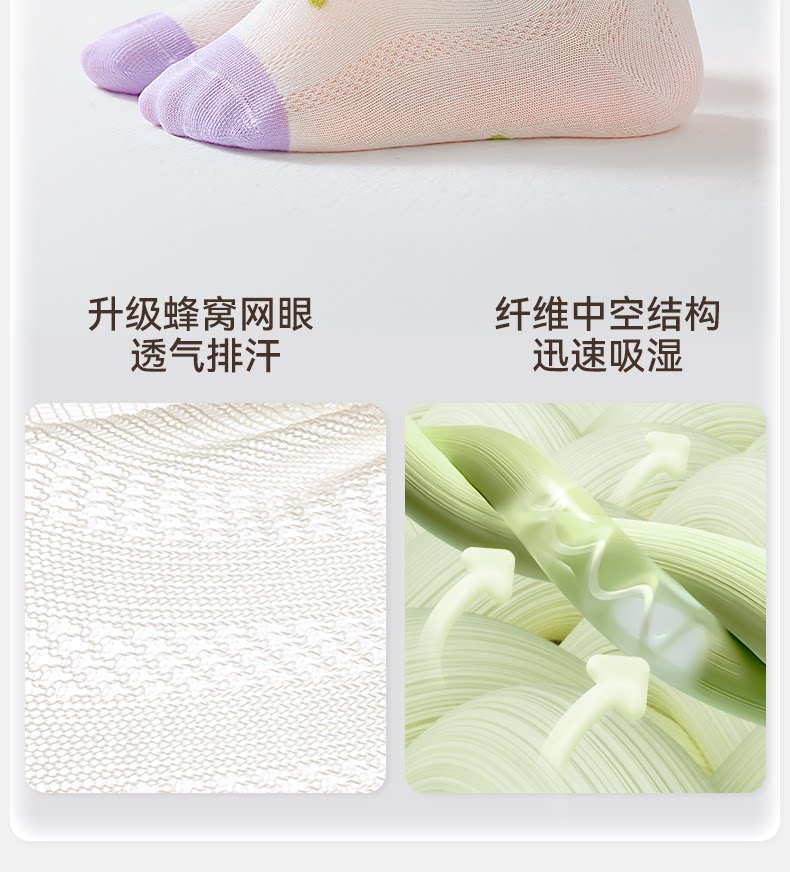 【100%棉】女童袜子夏季薄款纯棉透气网眼袜儿童女宝秋季宝宝童袜 — 17