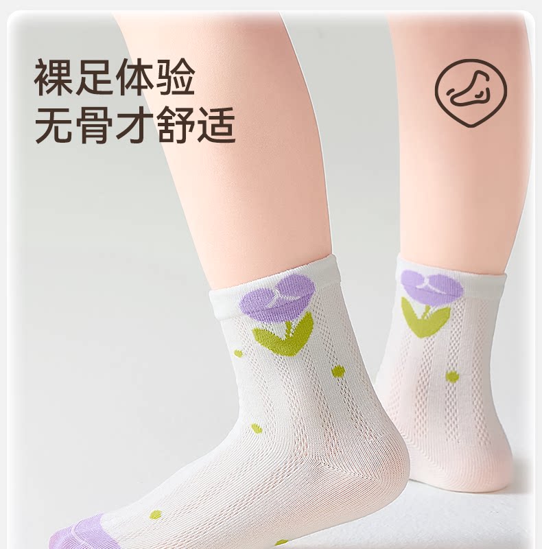 【100%棉】女童袜子夏季薄款纯棉透气网眼袜儿童女宝秋季宝宝童袜 — 21