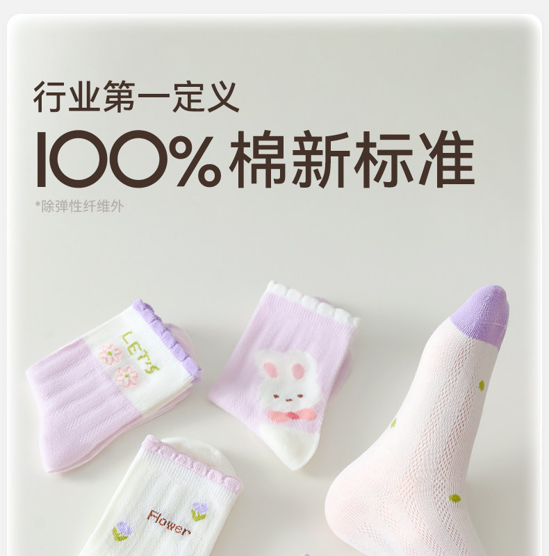 【100%棉】女童袜子夏季薄款纯棉透气网眼袜儿童女宝秋季宝宝童袜 — 1