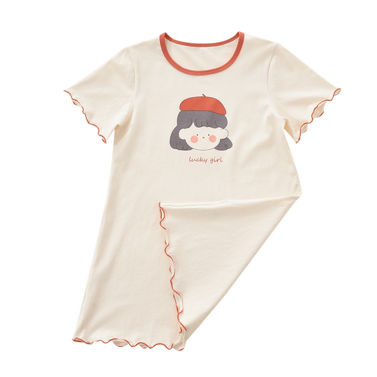 Mianqi Xiong girls' nightgown spring and autumn thin pure cotton