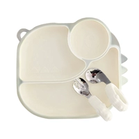 Прозрачный бежевый динозавр [обеденная тарелка + ложка вилки]