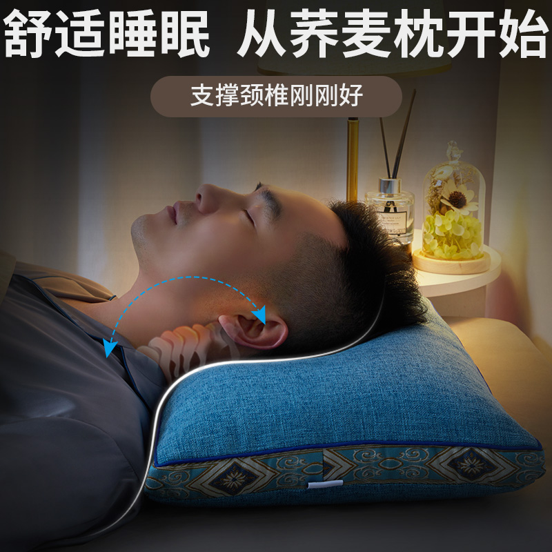 Buckwheat Pillow Pillow Core Single single neck pillow cervical spine Cervical Spine Sleep Student Dormitory Buckwheat Leather Household Help Sleeping Special