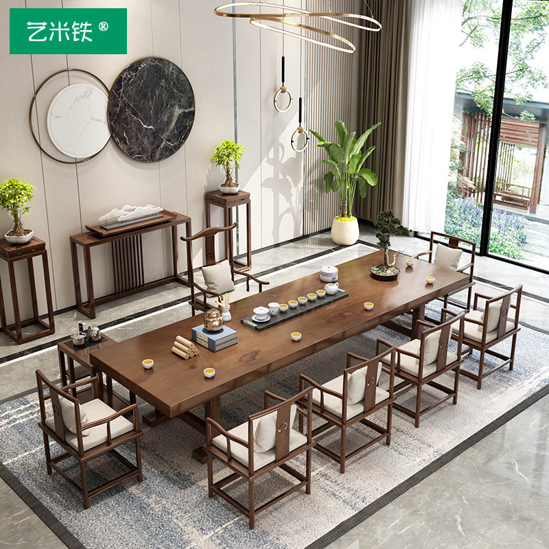 New Chinese style solid wood tea table and chair combination classical Zen simple coffee table leisure negotiation reception kung fu tea long table
