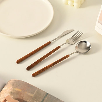 Baiyu creative rosewood stainless steel knife and fork spoon