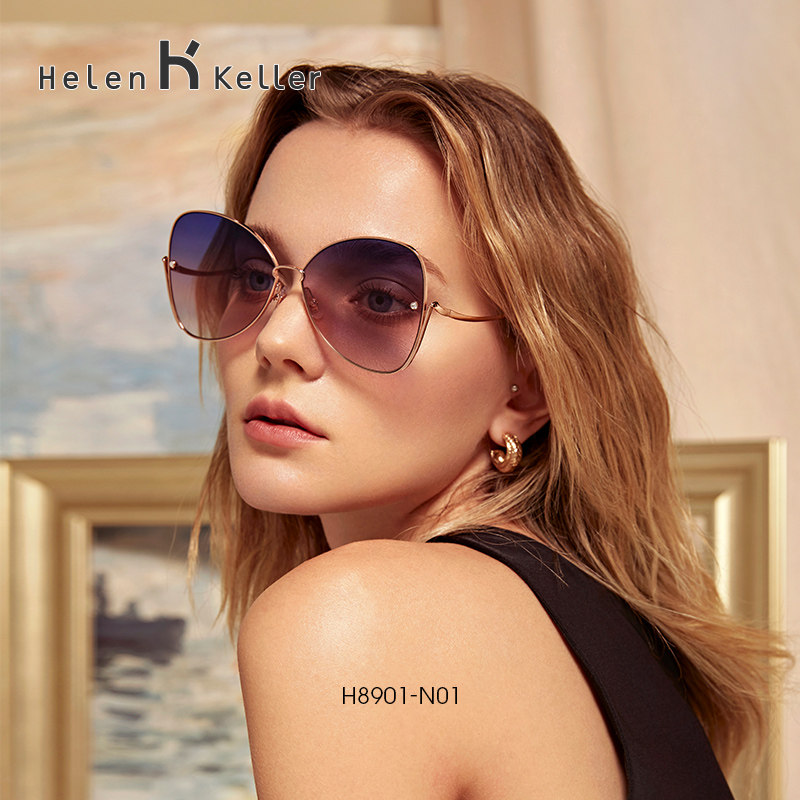 Helen Keller net red street shot with the same sunglasses fashion photo trend eye retro sunglasses butterfly H8901