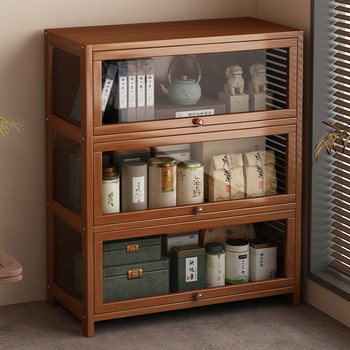 Bogu Rack Small Chinese Tea Cabinet Storage Shelf Tea Room Dustproof Tea Cabinet Wall-Mounted Multi-Functional Storage Cabinet Bookcase