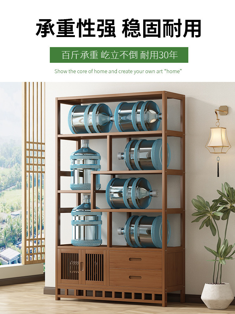 New Chinese-Style Antique Shelf Tea Room Storage Rack Tea Display Cabinet Non-Solid Wood Partition Multi-Purpose Shelf Living Room Ornament Rack