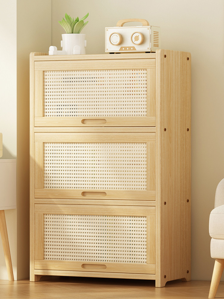 Children's Solid Wood Bookcase, Household Floor-Standing Multi-Functional Storage Rack, Multi-Layer Large-Capacity Bookshelf with Door, Dust-Proof Storage Cabinet