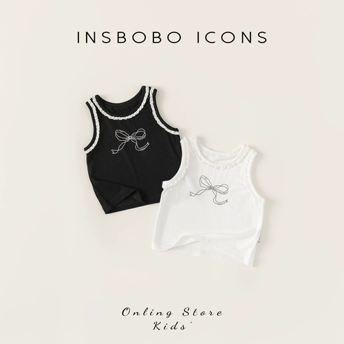 INSbobo Детская майка топ, тонкая спортивная футболка без рукавов, детская одежда, в западном стиле