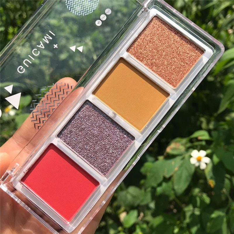Four - color eye disc in super flash pearl potato mud portable waterproof earth - colored eye shadow blush one disk