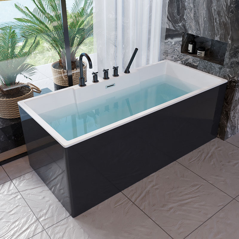 Adult acrylic bathtub Home Small family type Single simple and independent shower integrated Japanese style floor rectangular