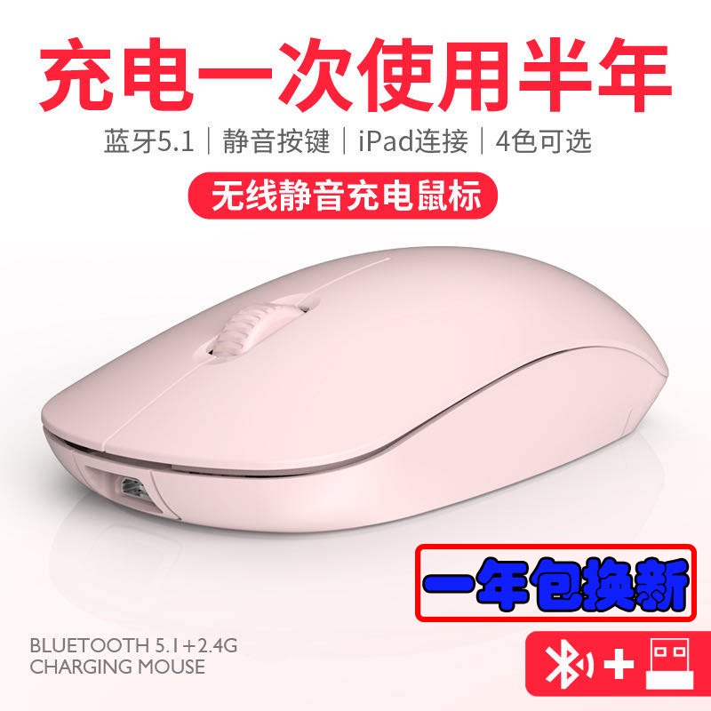 Bluetooth 5 1 2 4G Dual mode Phone flat iPad Notebook Silent Slide Mouse Charging girl Wireless Mouse Mouse