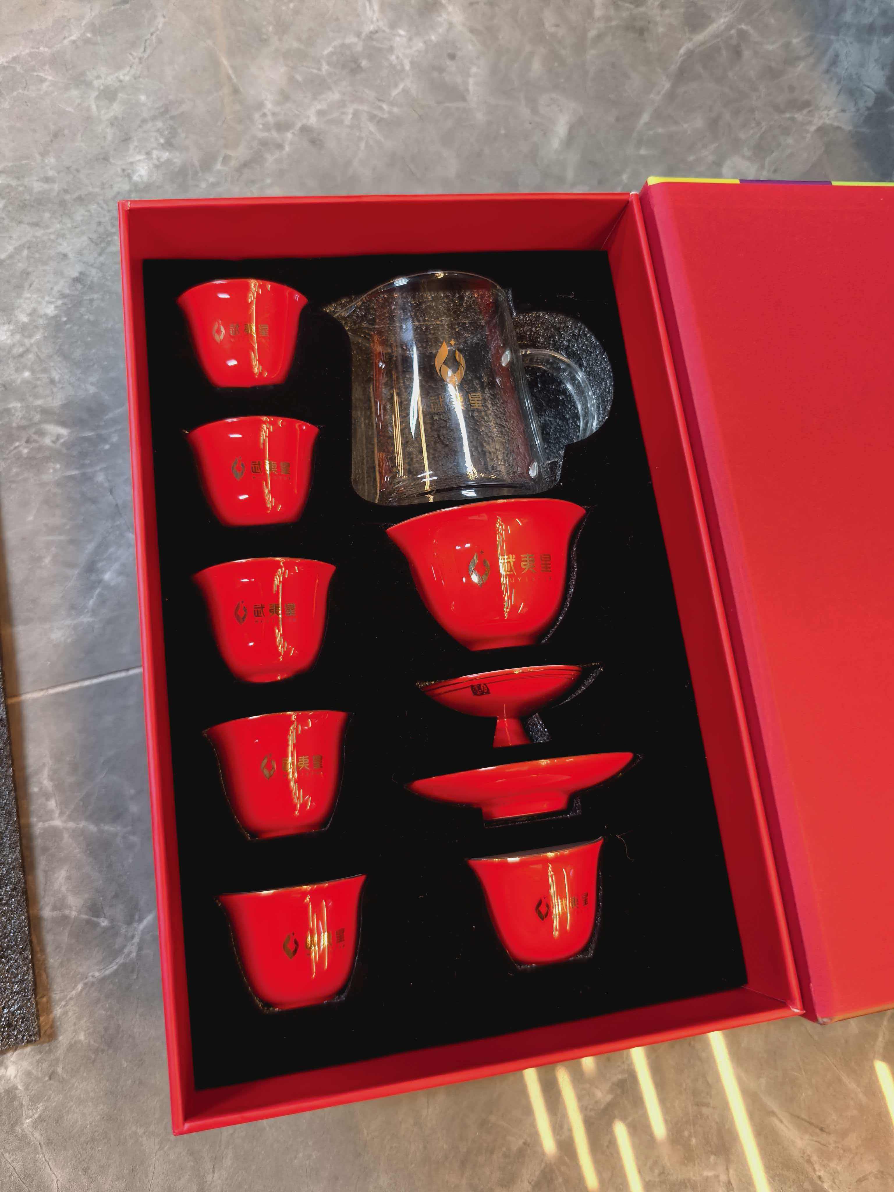 Чайный сервиз Wuyixing National Color Tianxiang Covered Bowl Подлинный желто-красный Подарочный чайный сервиз высокого класса Изображение 1