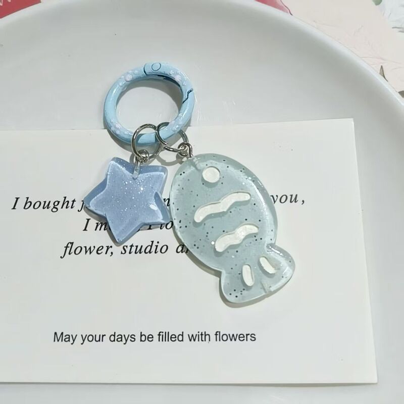 Women's High-End Keychain, Fresh Summer Style, Transparent Snapper Fish Keychain, Shiny Star Pendant, Gift for Best Friend Women's High-End Keychain, Fresh Summer Style, Transparent Snapper Fish Keychain, Shiny Star Pendant, Gift for Best Friend
