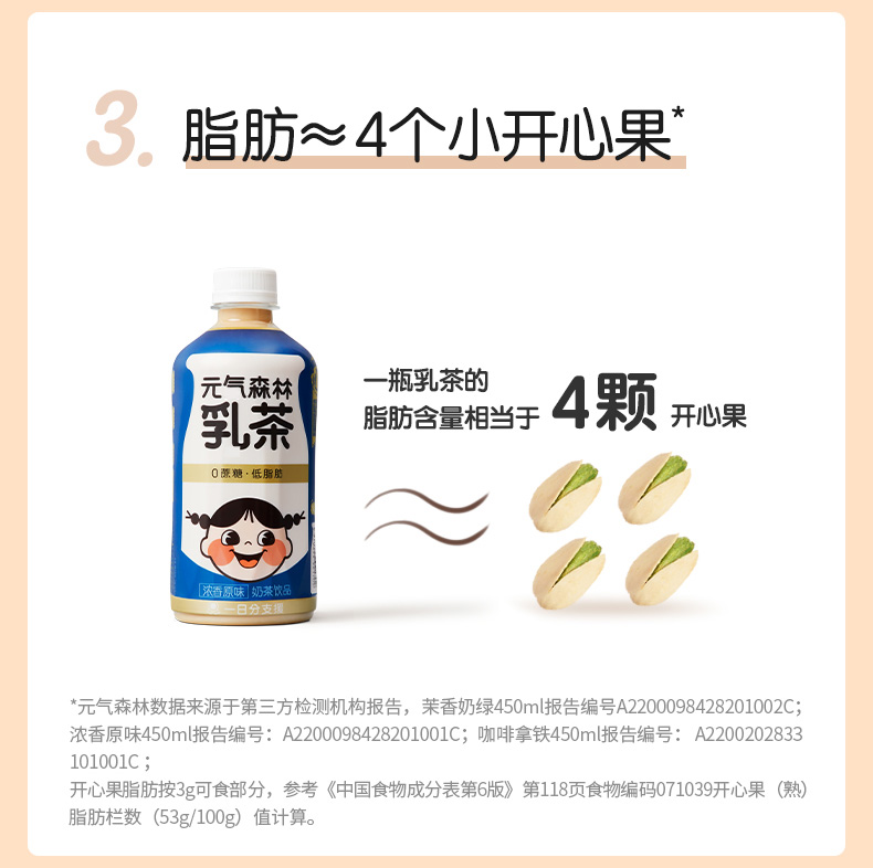 元气森林 茉香奶绿 0蔗糖低脂 450ml*12瓶 图4
