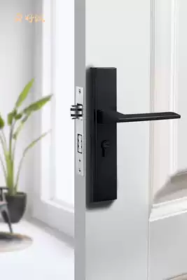 Good man door lock household universal aluminum alloy black silent bedroom door lock room solid wood door lock handle