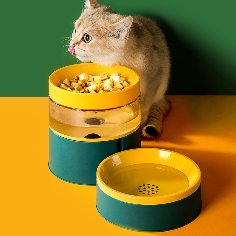 Cat Bowl double bowl Automatic drinking water Non-ceramic protection Cervical Food Basin Dog Bowl kitty Anti-turning rice bowl Pet Supplies