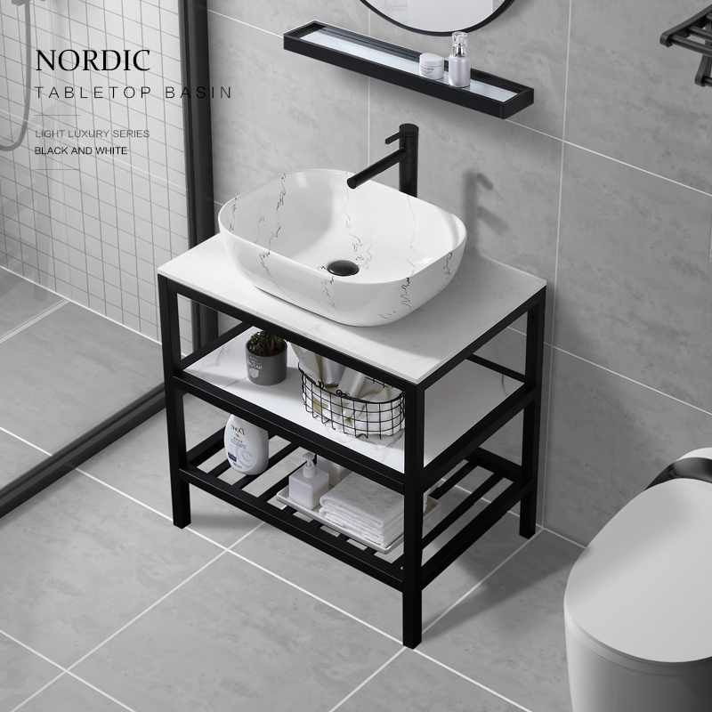 Nordic Balcony Wash Basin Flat Ceramic Wash Basin Makeup Room Stick Balcony Balcony Small Household Washing Balcony