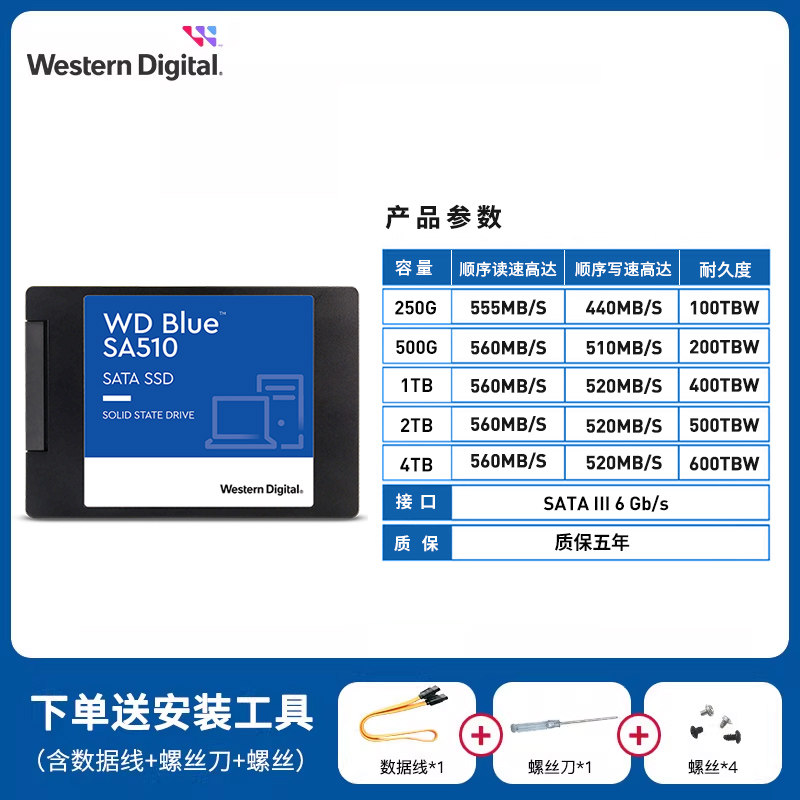 SSD накопитель WD Blue SA510 4TB