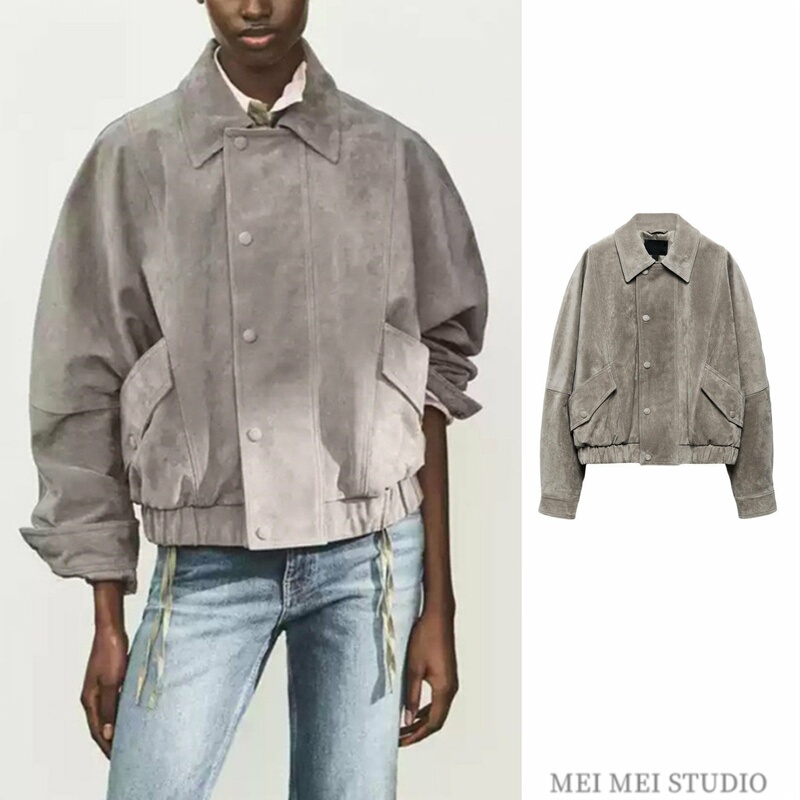 New 2026 Autumn Women's American Casual Style Suede Textured Leather Jacket 5761881 New 2026 Autumn Women's American Casual Style Suede Textured Leather Jacket 5761881