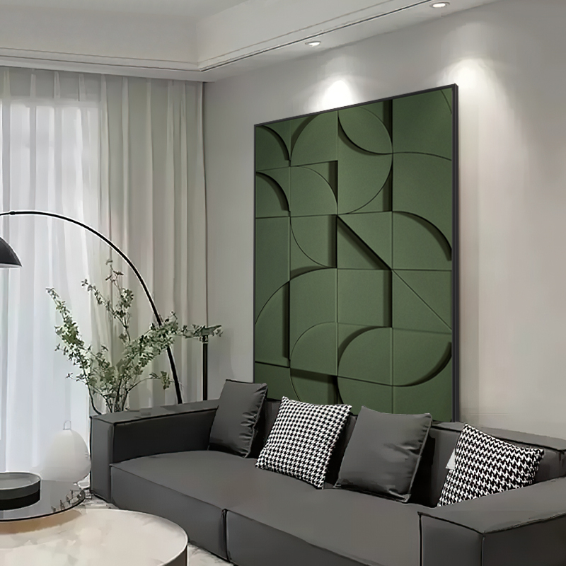 Wabi-Sabi Style Living Room Decorative Painting, Dark Green Abstract Entrance Hall Wall Art, Textured Corridor Mural, Light Luxury and High-End Feel