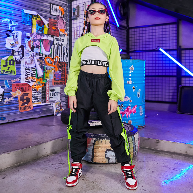 Practice clothes dance children hip hop street dance suit girls jazz dance costume girls catwalk fashion clothes costumes cool