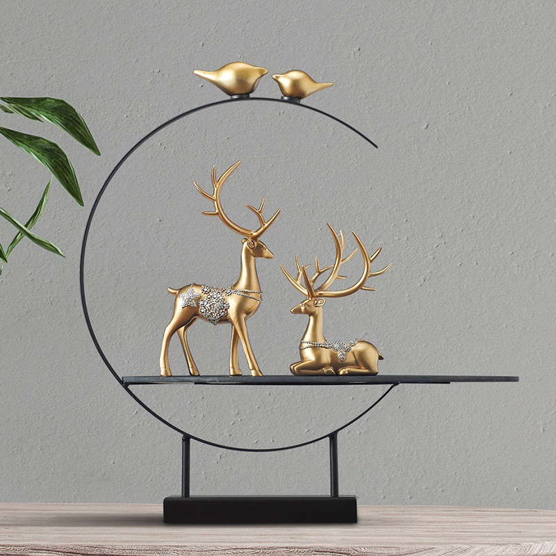 New Chinese Book House Antique Rack Swing Piece Creative Interior Room Bookcase Decorations Zen elk Little Furnishing Modern