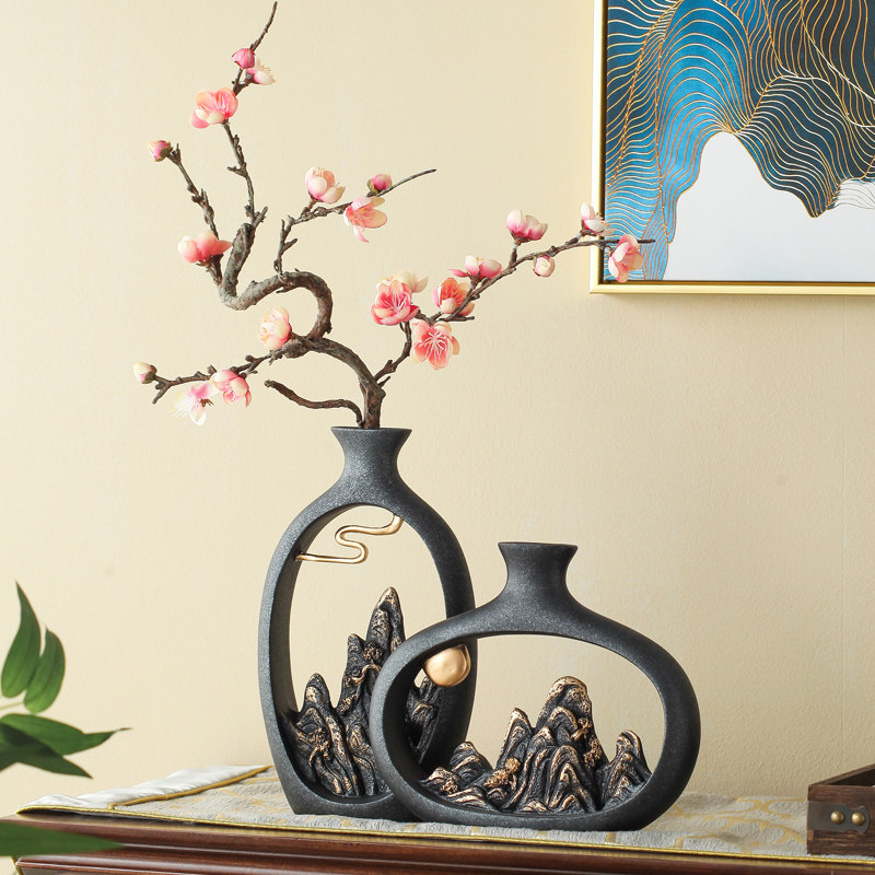 New Chinese-style living room home furnishings table decorations creative dry flower decoration flower arrangement antique flower device light luxury vase