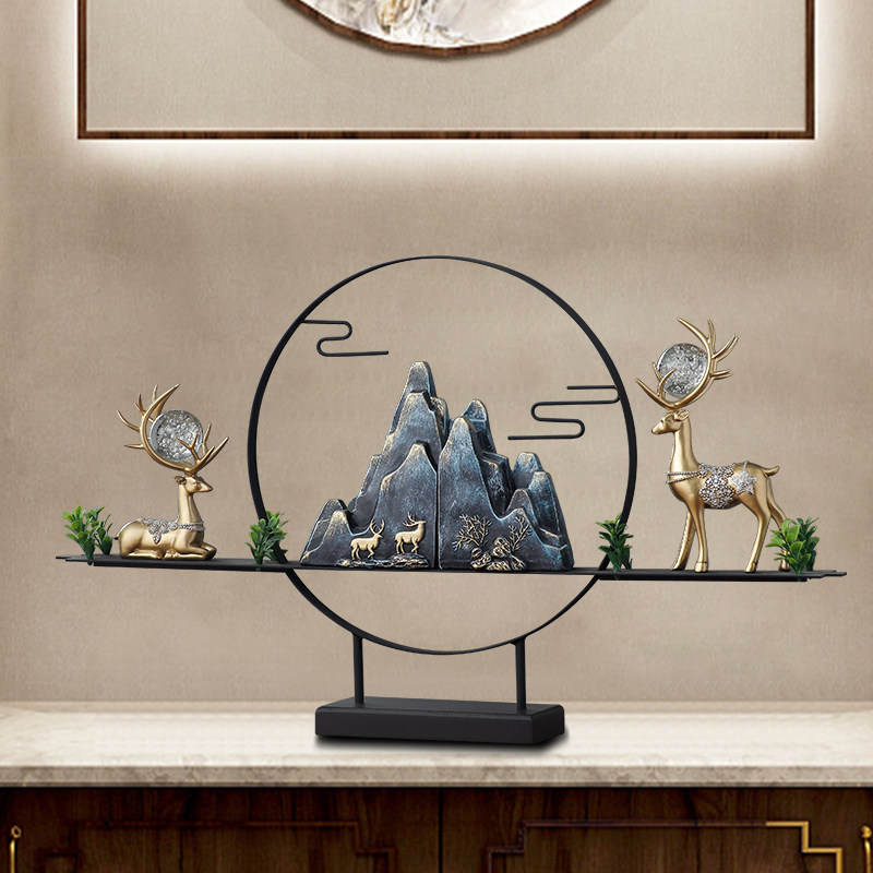 New Chinese fake mountain swing piece Living room Xuanguan TV cabinet Furnishing Tea Room Desktop Zen-style Decorative Sample room Soft