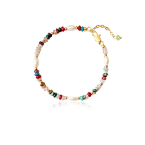 (Self-operated) Idokawa Bohemian Colored Natural Stone Hand Decoration Baroque Freshwater Pearl Bracelet akoya