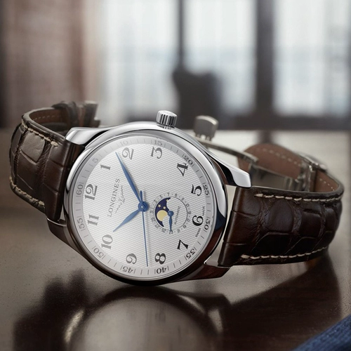 [Самостоятельно поработанные] Longines Langqin Swiss Watch Monthly Phase Steel Belt Mechanical Mechane Male Watch Gifts