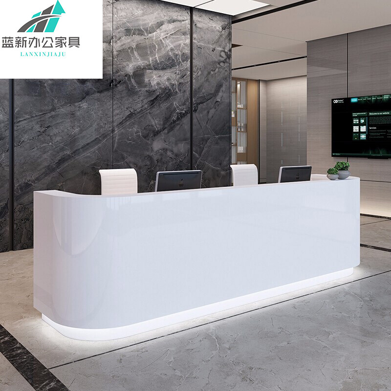 Arc New Wooden Desk Office Reception Desk reception desk Baking Varnish Corner Cashier Counter Company Training Service Desk