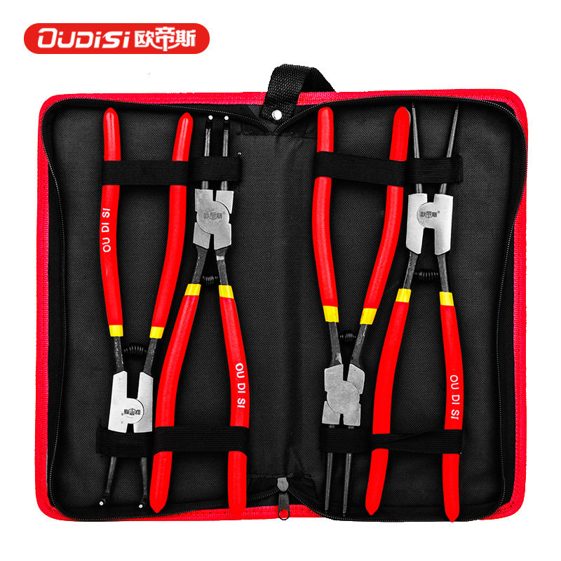 Circlip pliers retaining pliers multifunctional inner and outer card yellow tongs outer straight inside straight set outer bend inner bending ring pliers