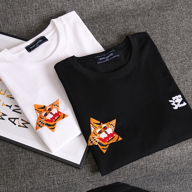 Seiko embroidery niche summer new Embroidery Fashion casual short sleeves Joker round neck T-shirt men's tide