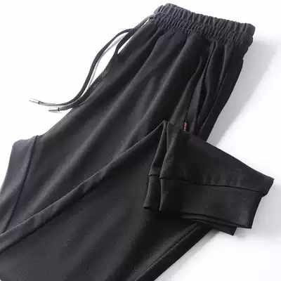 Pay attention to the fabric super comfortable spring and summer new black elastic waist sports and leisure thick cotton pants fashion trousers men's pants tide