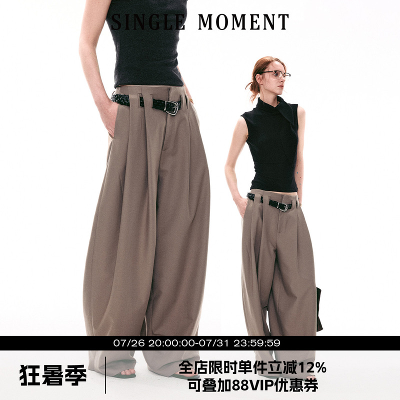 Single Moment 26Ss French-Style Pleated High-Waisted Loose Casual Versatile Slimming Long Pants Wide-Leg Pants for Women Single Moment 26Ss French-Style Pleated High-Waisted Loose Casual Versatile Slimming Long Pants Wide-Leg Pants for Women
