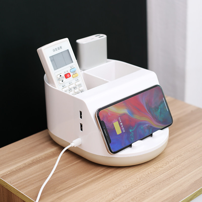 Wireless charger accommodating box desktop office debris finishing rack with mobile phone usb spigot small box