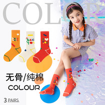 Girl Socks Spring Fall Outside Wearing Boneless Colorful Korea Ins Tide Children Pure Cotton Spring Summer Girl Mid stockings 8