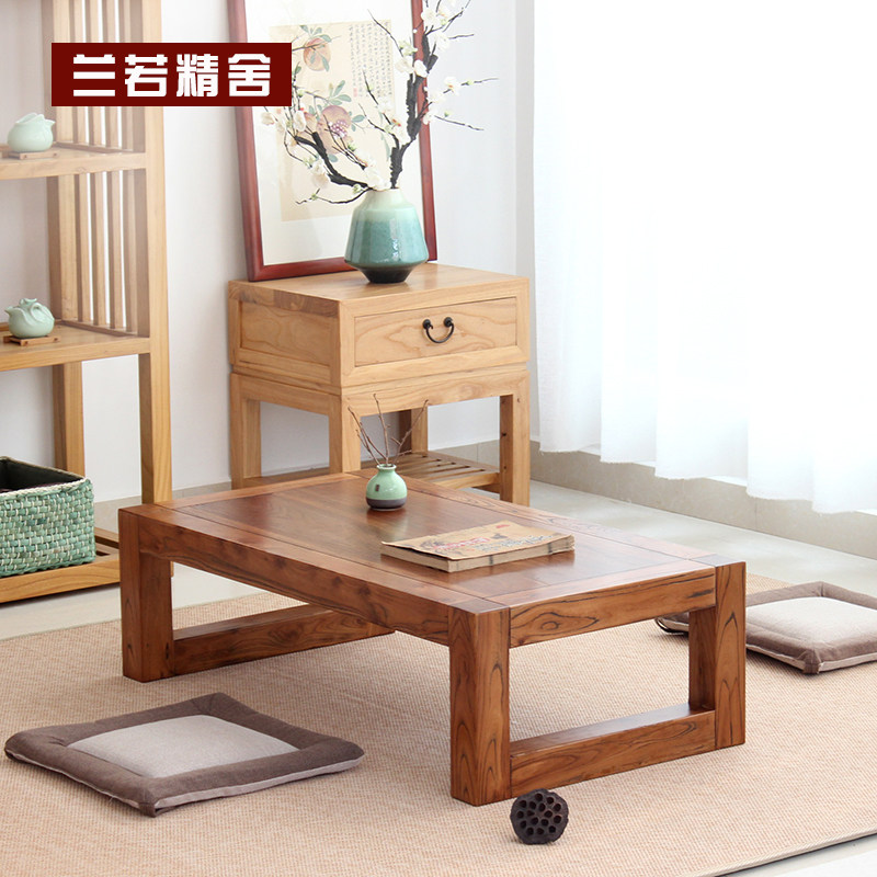 Solid wood floating window table tatami tea table Chinese style minimalist home balcony day style small table kang table tea table dwarf tea table-Taobao