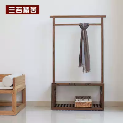 Hang rack solid wood coat rack Nordic bedroom clothes rack modern simple shoe change stool shoe stool shoe cabinet floor household hanger