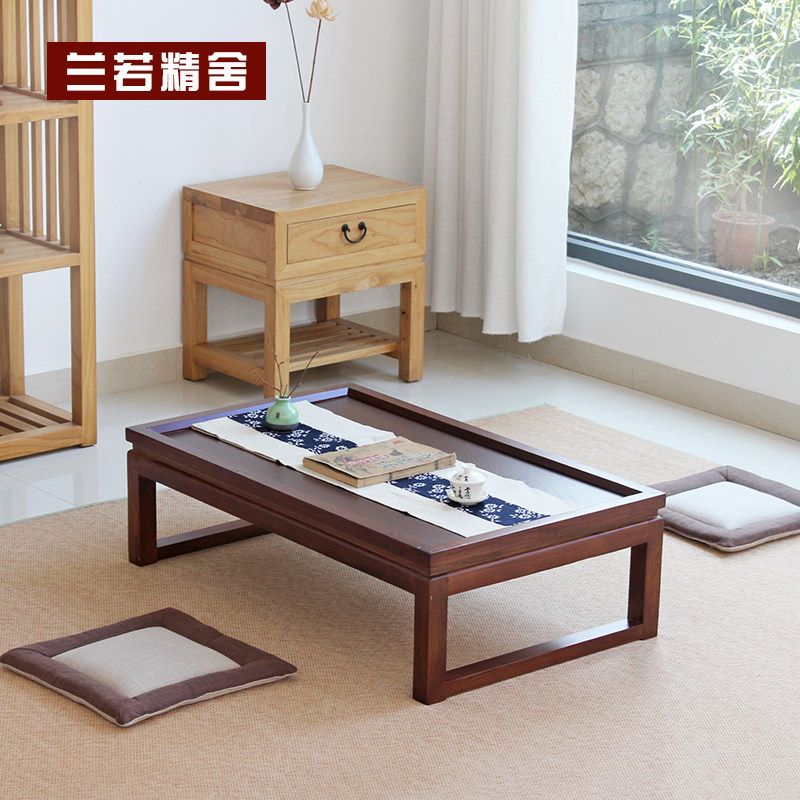 Solid wood tatami tea table appeases drifting and expands connecting pipe fittings floating window tea table Zen homestay small tea table kang table