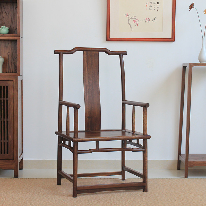 Taiko chair official hat chair new Chinese three sets tea chair single backrest hotel dining chair son old elm wood solid wood circle chair