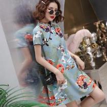 2021 National style girl Cheongsam daily grid young girl improved cute sweet temperament modern version of the dress