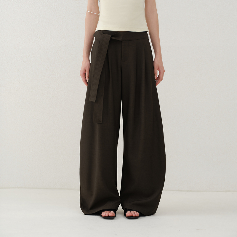 Someone Sometimes Old Money Drapey Silhouette Wide Waistband Patchwork Tie-Up Pleated Wide-Leg Suit Pants Someone Sometimes Old Money Drapey Silhouette Wide Waistband Patchwork Tie-Up Pleated Wide-Leg Suit Pants