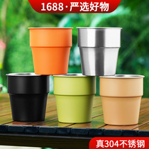 Food grade 304 stainless steel mouth cup double-layer insulated childrens drinking cup anti-scalding and anti-fall beer cup household cup