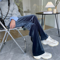 Gold Velvet Broadlegged Pants Woman Autumn Winter High Waist Pituitary Pants 2020 New Conspicuously Slim Loose Straight Drum Mopping Trousers