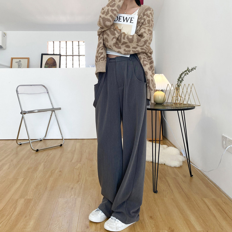 Wide-leg pants women's high waist drape suit pants straight loose casual mopping pants slim bib pants spring and autumn new