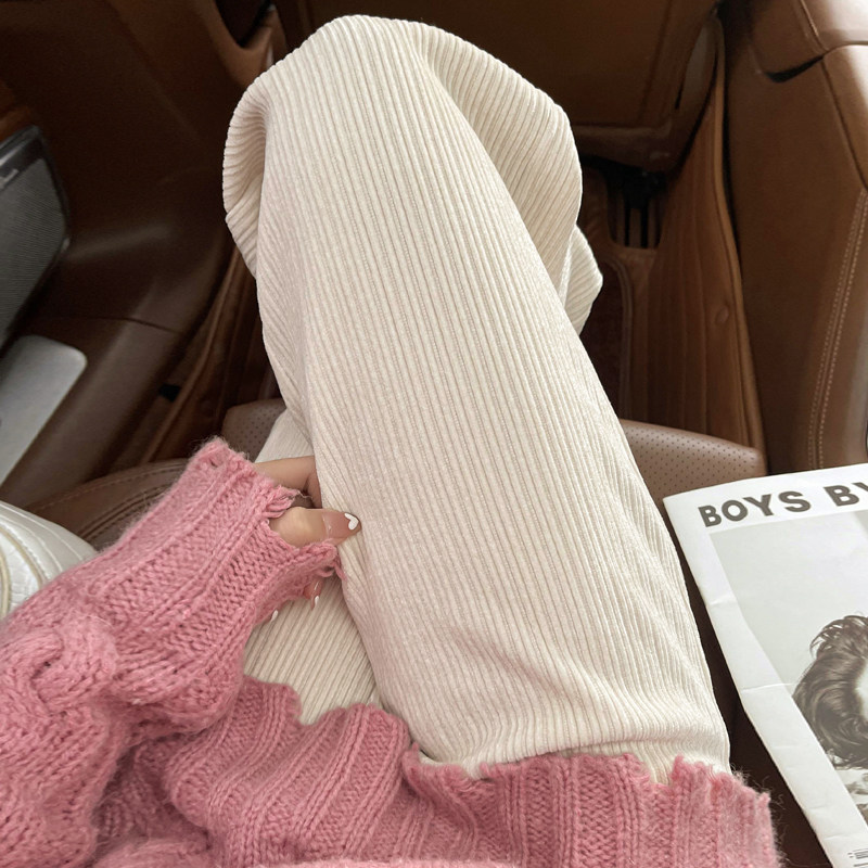 White Light Core Suede Pants Woman Winter Plus Suede 2020 New Loose Straight Drum Chenille Broadlegged Pants Woman Autumn Winter Thickened