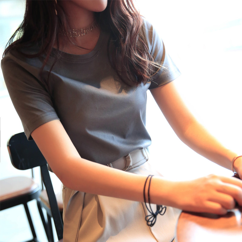 Budaifen top women's short-sleeved women's 2019 new base shirt summer women's half-sleeve cotton V-neck white T-shirt women's